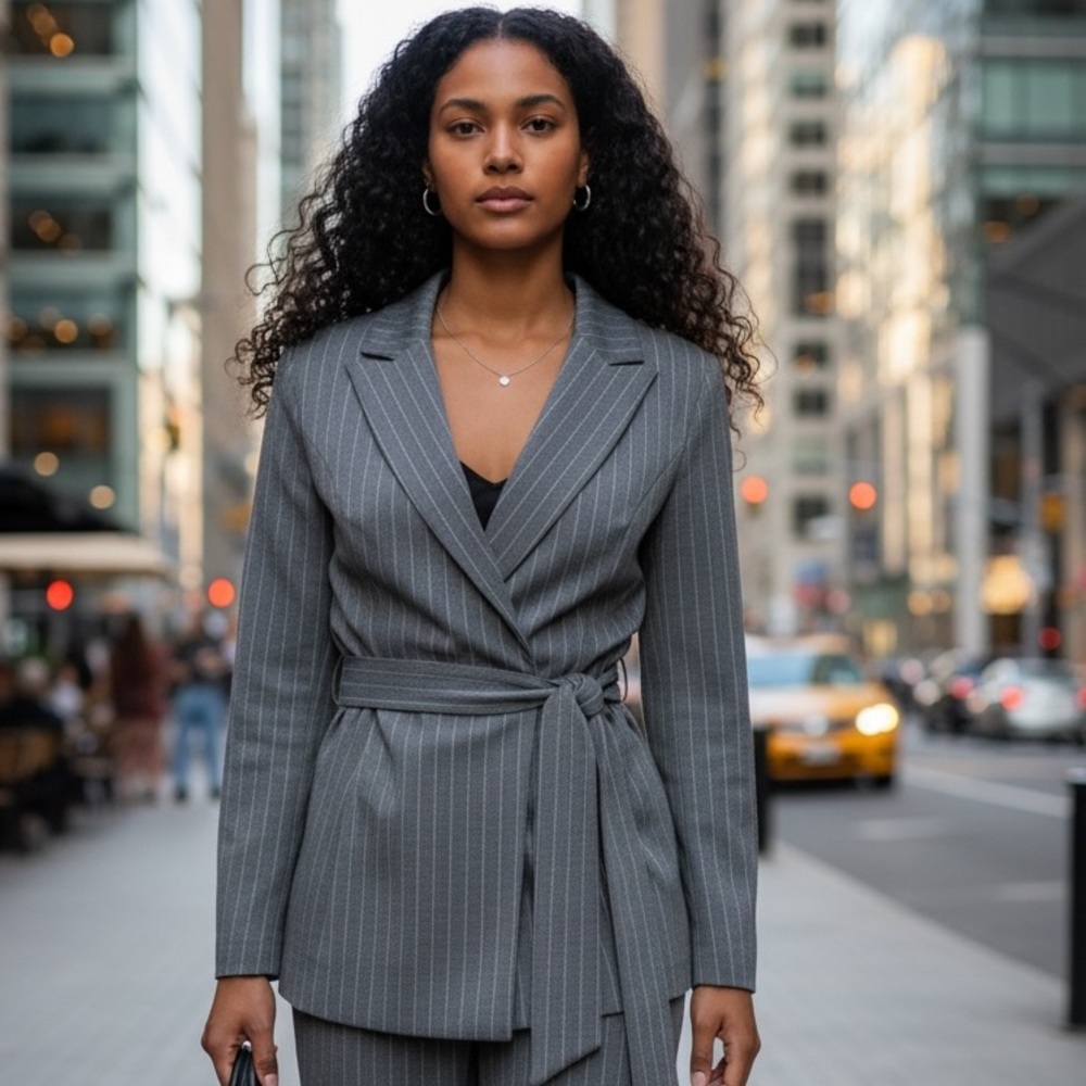 Alexia Admor Gray Pinstripe Blazer